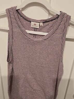 Ag Adriano Goldschmied Pink and Black Striped Ribbed Tank